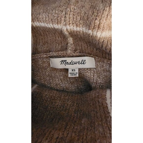 Madewell Window Pane Wool Blend Sweater Tan Size XS - Picture 9 of 10